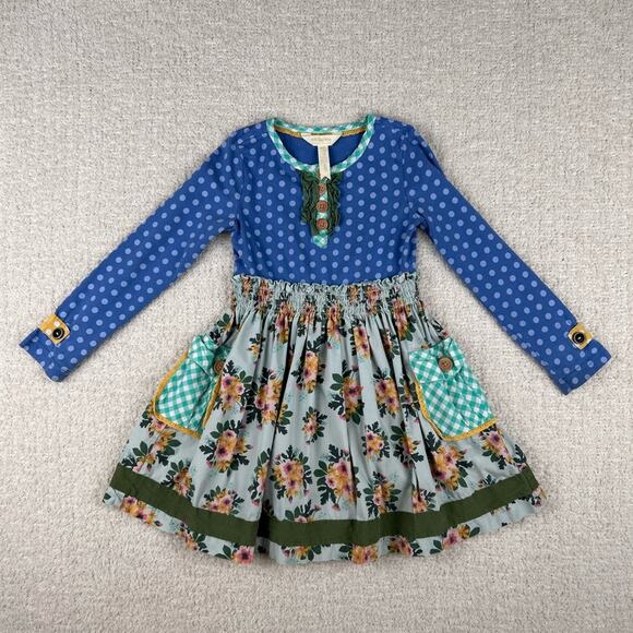 Matilda Jane Blue and Green Floral Kids Dress. Johanna Gaines design - Picture 1 of 9